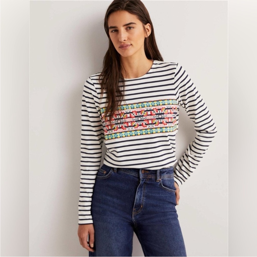 Boden Embroidered Breton, size 8, EUC